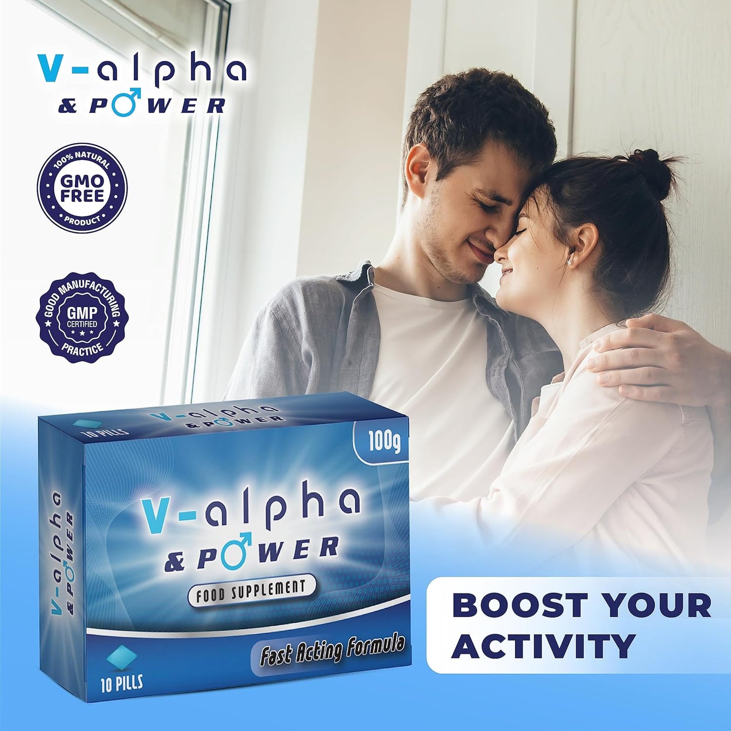 V-alpha & power | 10 Tablets | 100MG Herbal Natural Ingredient - Power & Performance | Fast Acting Energy