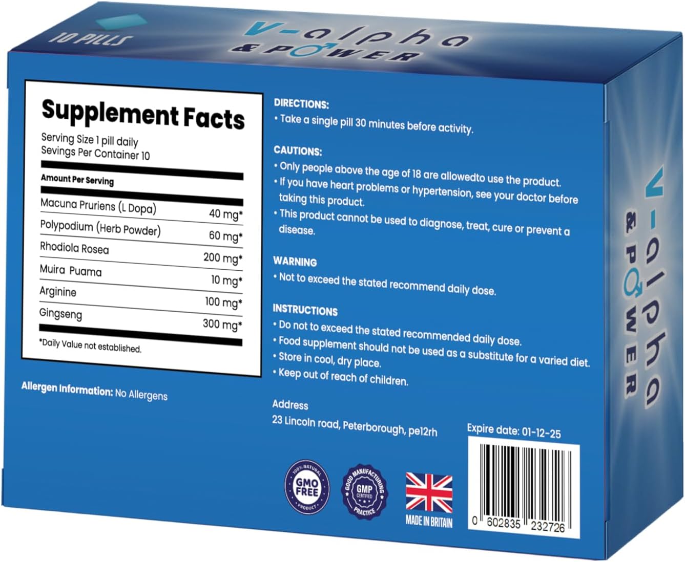 V-alpha & power | 10 Tablets | 100MG Herbal Natural Ingredient - Power & Performance | Fast Acting Energy