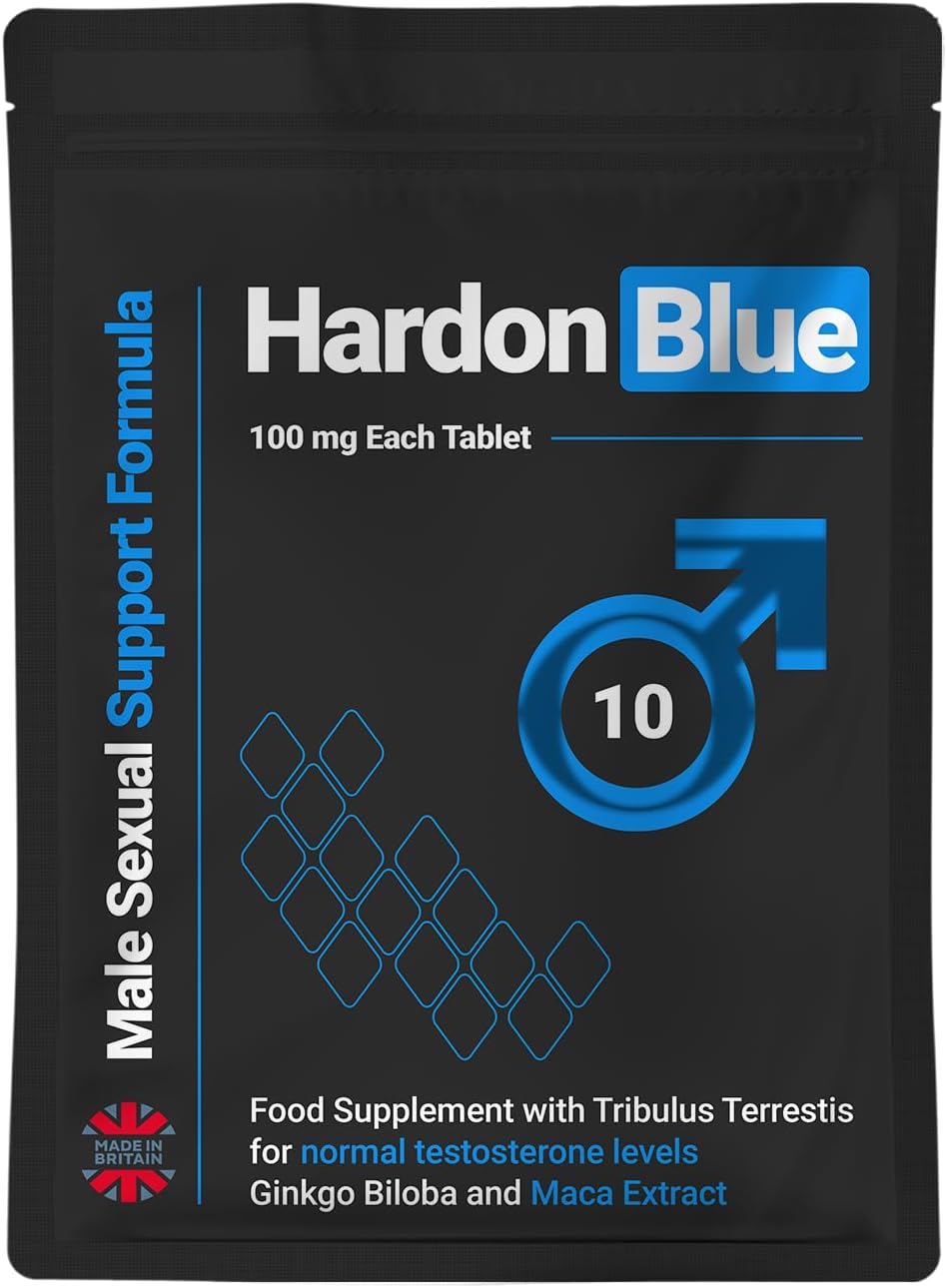 HARDON BLUE - 10 Tablets, Performance Supplements for Men, Extra Strong, Last Longer, Energy and Stamina Support, 100% Herbal, Ginseng, Maca