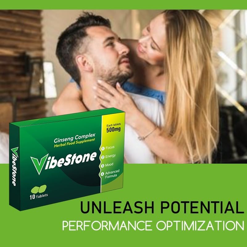 New VIBESTONE 10 Pills 500mg - Stronger & Harder Enhanced Strength & Firmness for Men - Designed to Boost High Stamina, Performance & Natural Male Enhancing Food & Herbal Supplement