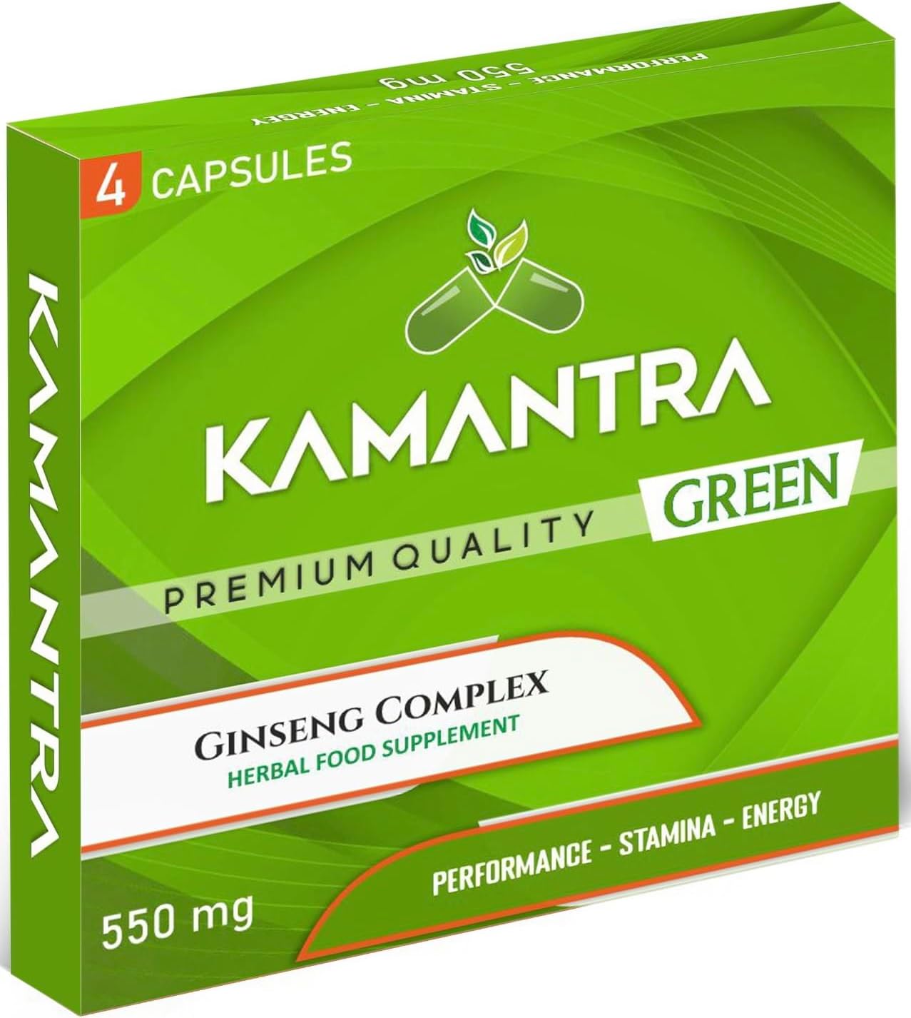 KAMANTRA™ Green - Mantra to Enhance Your Performance - Extra Strength Performance Enhancing Pills, Stamina Endurance Booster Green Supplement Pills for Men - 4 Ginseng Capsules