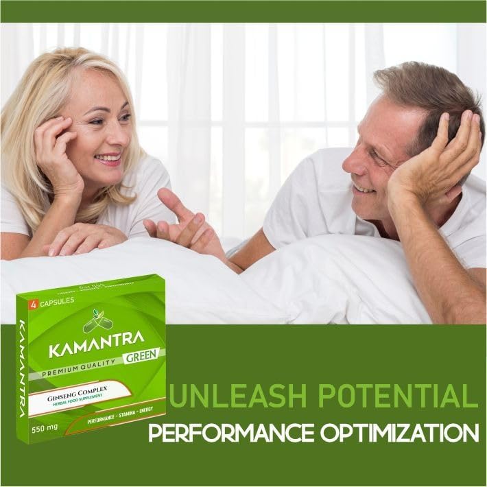 KAMANTRA™ Green - Mantra to Enhance Your Performance - Extra Strength Performance Enhancing Pills, Stamina Endurance Booster Green Supplement Pills for Men - 4 Ginseng Capsules