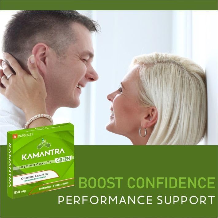 KAMANTRA™ Green - Mantra to Enhance Your Performance - Extra Strength Performance Enhancing Pills, Stamina Endurance Booster Green Supplement Pills for Men - 4 Ginseng Capsules