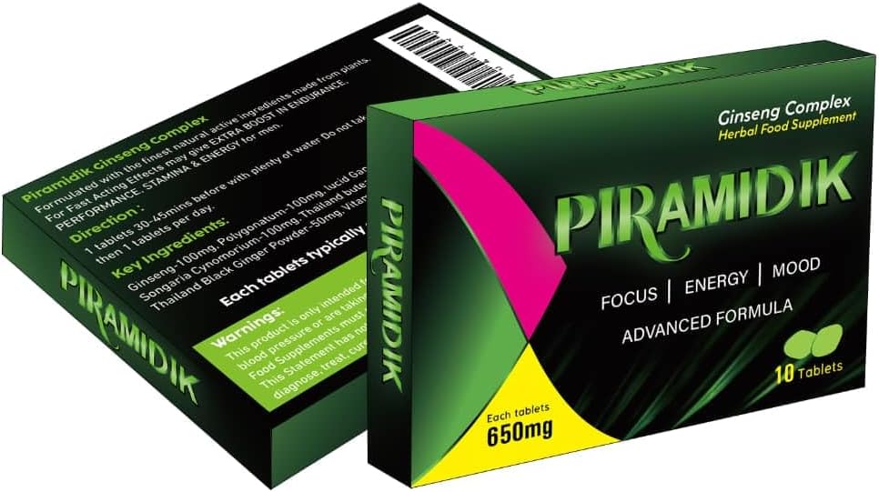 New PIRAMIDIK 10 Pills 650mg - Stronger & Harder Enhanced Strength & Firmness for Men - Designed to Boost High Stamina, Performance & Natural Male Enhancing Food & Herbal Supplement