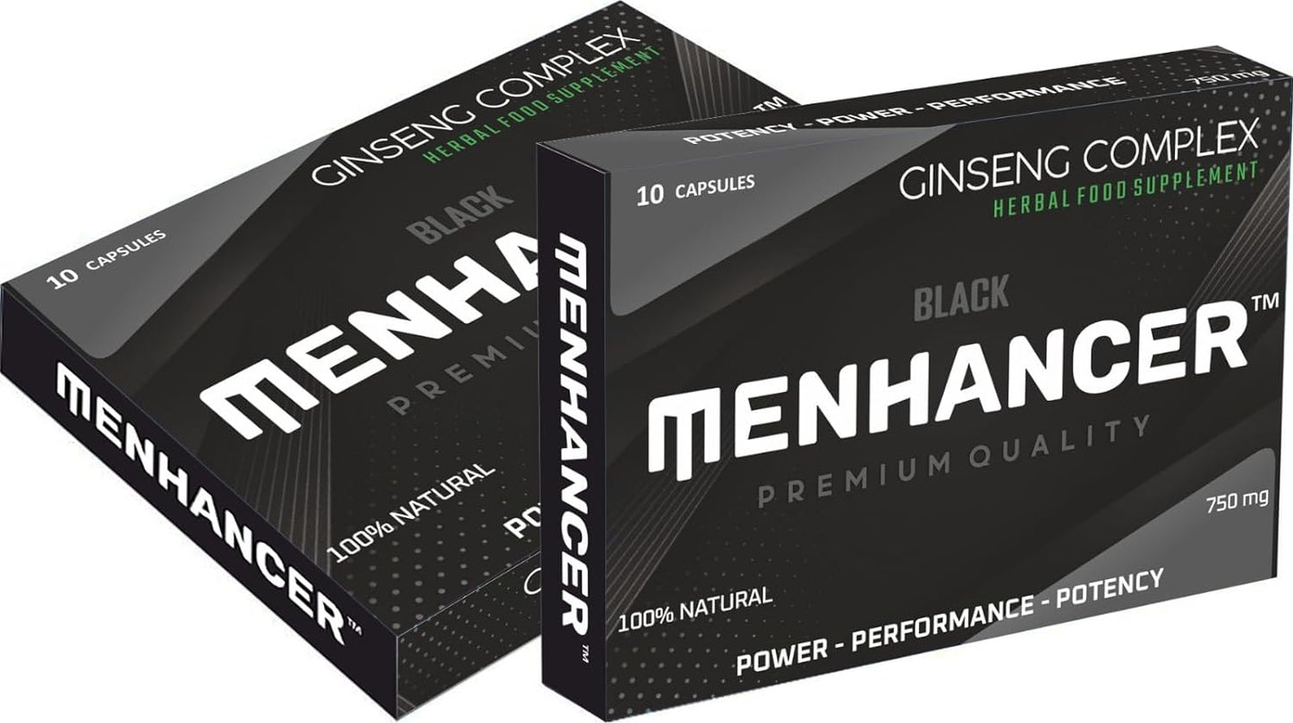 MENHANCER - Enhance Your Performance - Extra Strength Performance Enhancing Pills, Stamina Endurance Booster Black Supplement Pills for Men - 10 Ginseng Capsules