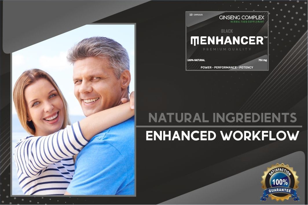 MENHANCER - Enhance Your Performance - Extra Strength Performance Enhancing Pills, Stamina Endurance Booster Black Supplement Pills for Men - 10 Ginseng Capsules