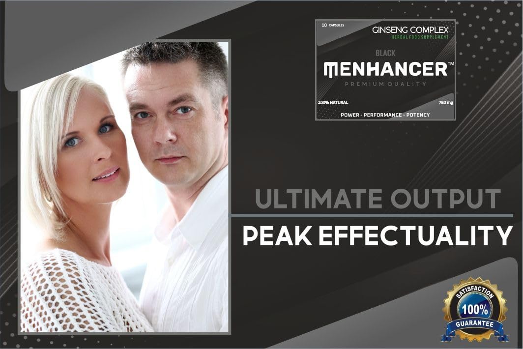 MENHANCER - Enhance Your Performance - Extra Strength Performance Enhancing Pills, Stamina Endurance Booster Black Supplement Pills for Men - 10 Ginseng Capsules