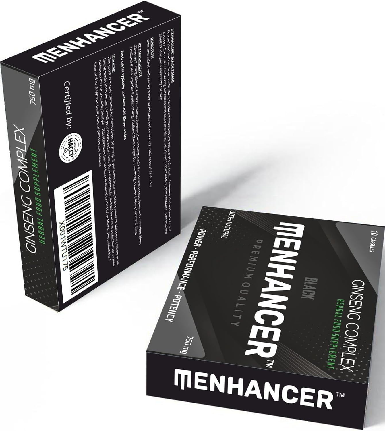 MENHANCER - Enhance Your Performance - Extra Strength Performance Enhancing Pills, Stamina Endurance Booster Black Supplement Pills for Men - 10 Ginseng Capsules