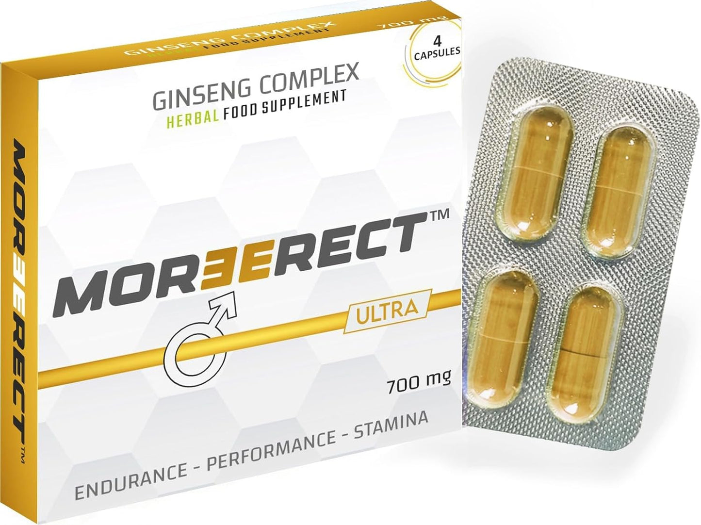 MOREERECT™ Ultra - Stronger and Longer for a Confident Performer - Advanced Performance Enhancing Pills, Stamina Endurance Booster Gold Supplement Pill for Men - 4 Ginseng Capsules