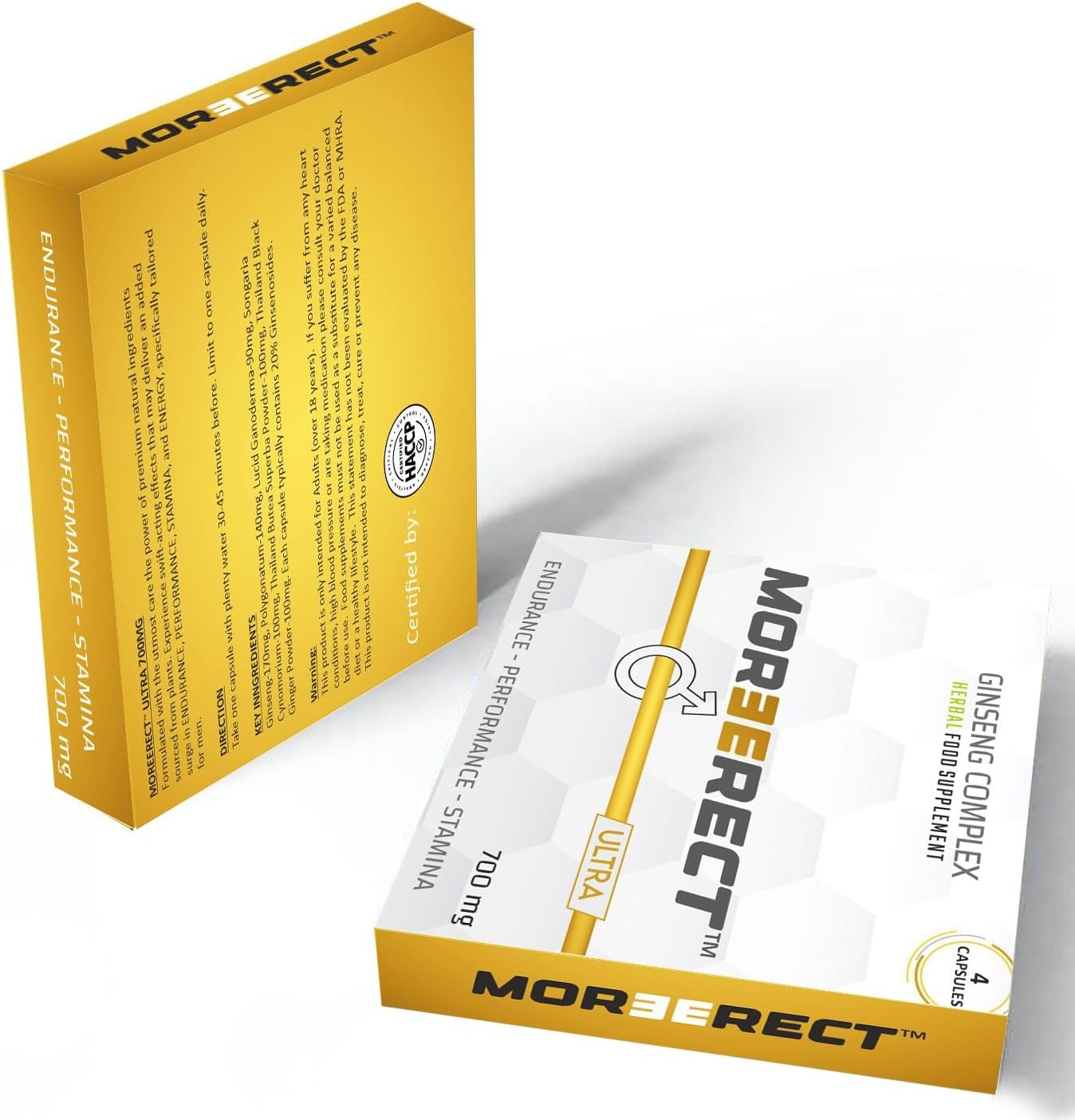 MOREERECT™ Ultra - Stronger and Longer for a Confident Performer - Advanced Performance Enhancing Pills, Stamina Endurance Booster Gold Supplement Pill for Men - 4 Ginseng Capsules