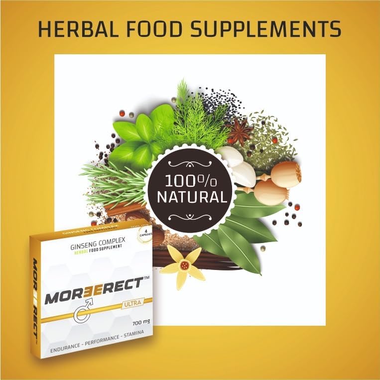 MOREERECT™ Ultra - Stronger and Longer for a Confident Performer - Advanced Performance Enhancing Pills, Stamina Endurance Booster Gold Supplement Pill for Men - 4 Ginseng Capsules