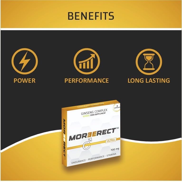 MOREERECT™ Ultra - Stronger and Longer for a Confident Performer - Advanced Performance Enhancing Pills, Stamina Endurance Booster Gold Supplement Pill for Men - 4 Ginseng Capsules