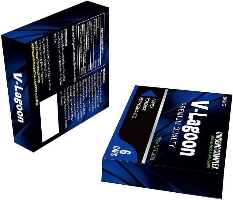 V-LAGOON Blue -New Stronger for Longer Formula for Men - Ultra Strong Performance Enhancing Pills, Stamina Endurance Booster RED Supplement Pills for Men - 6 Ginseng Capsules 500MG
