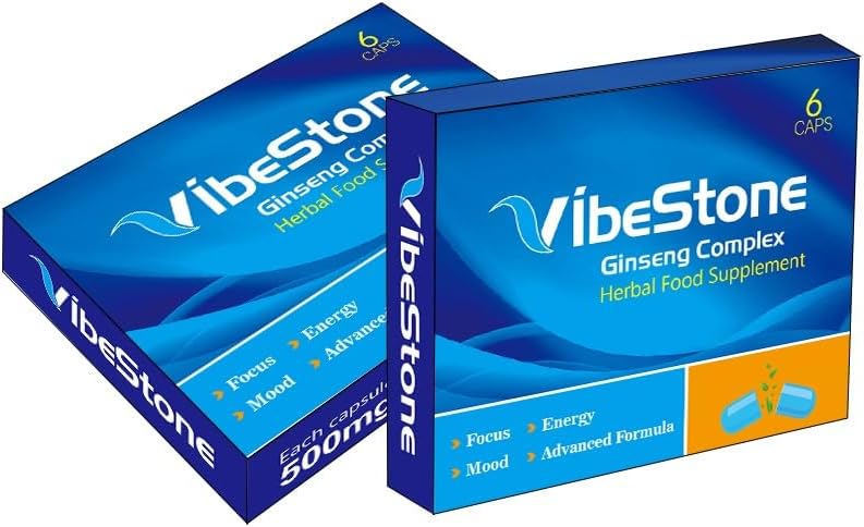 Ultra Strong VIBESTONE Blue™.6 x 500mg Pills - Herbal Supplement, Performance Enhancing Supplements for Energy, Stamina and Endurance.