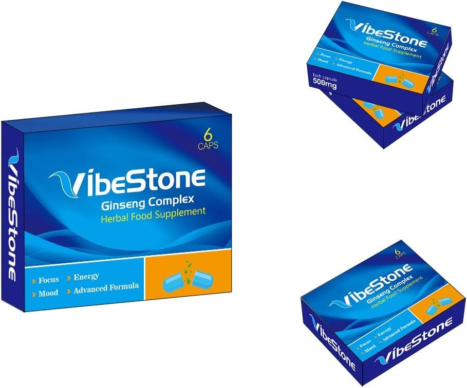 Ultra Strong VIBESTONE Blue™.6 x 500mg Pills - Herbal Supplement, Performance Enhancing Supplements for Energy, Stamina and Endurance.