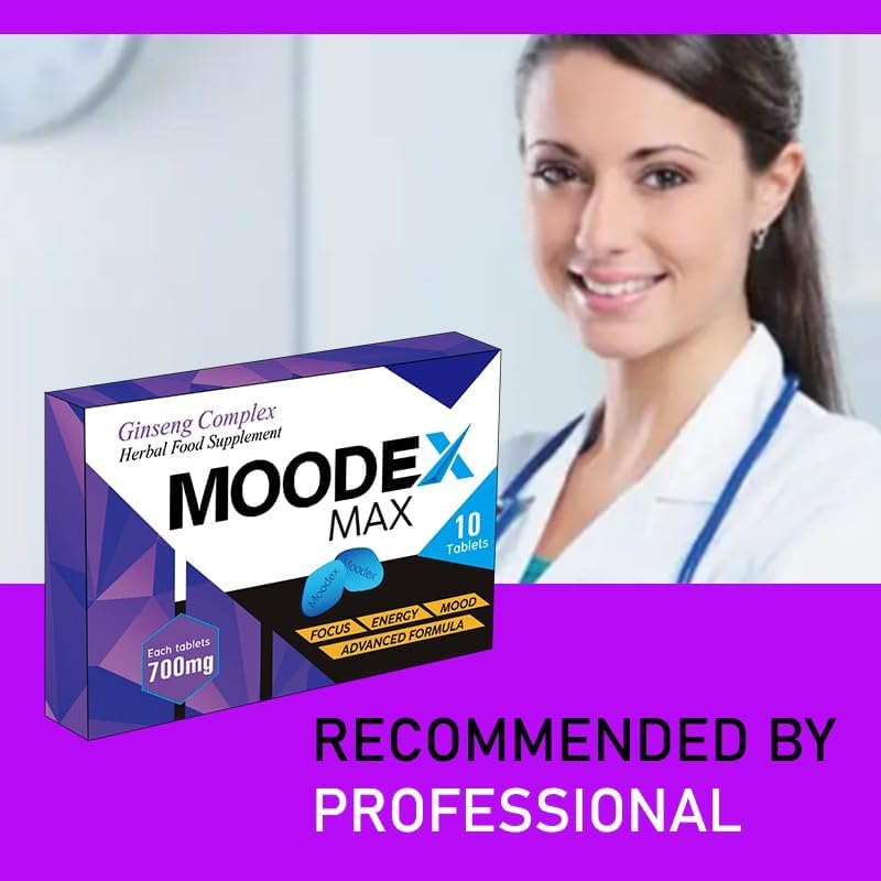 MOODEX MAX Blue 10 - Stronger & Harder Enhanced Strength & Firmness for Men - Designed to Boost High Stamina, Performance & Prolonged Results - Natural Male Enhancing Food & Herbal Supplement,700MG