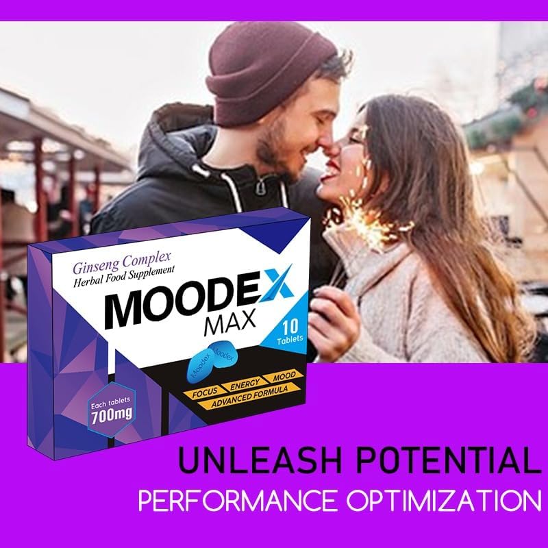 MOODEX MAX Blue 10 - Stronger & Harder Enhanced Strength & Firmness for Men - Designed to Boost High Stamina, Performance & Prolonged Results - Natural Male Enhancing Food & Herbal Supplement,700MG