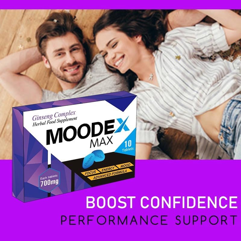 MOODEX MAX Blue 10 - Stronger & Harder Enhanced Strength & Firmness for Men - Designed to Boost High Stamina, Performance & Prolonged Results - Natural Male Enhancing Food & Herbal Supplement,700MG
