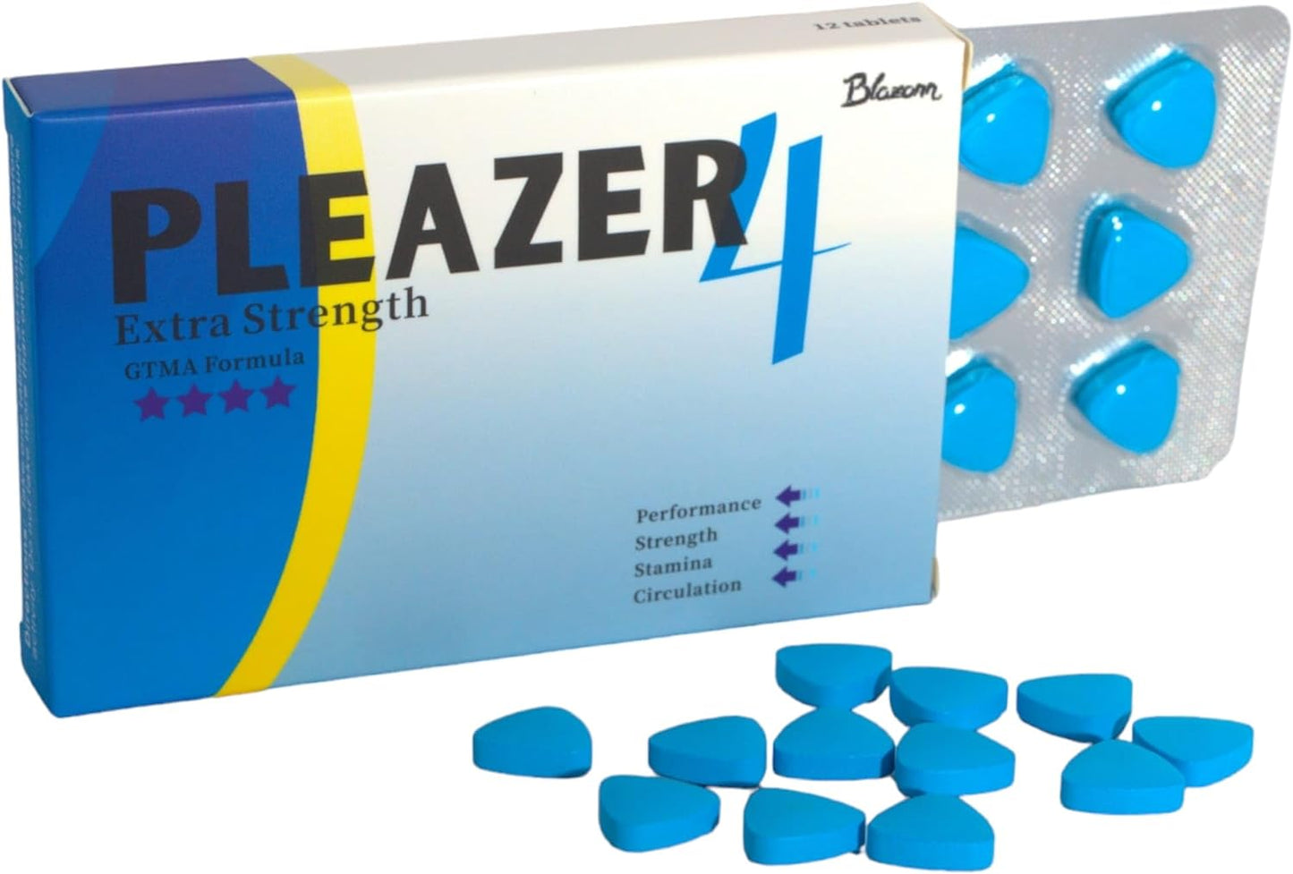 Pleazer | 40 Tablets | Male Performance Enhancement | Ginseng Maca Tribulus Arginine | Fast Effect | GTMA Formula | Natural Supplement | High Strength 800mg | Halal | Kosher