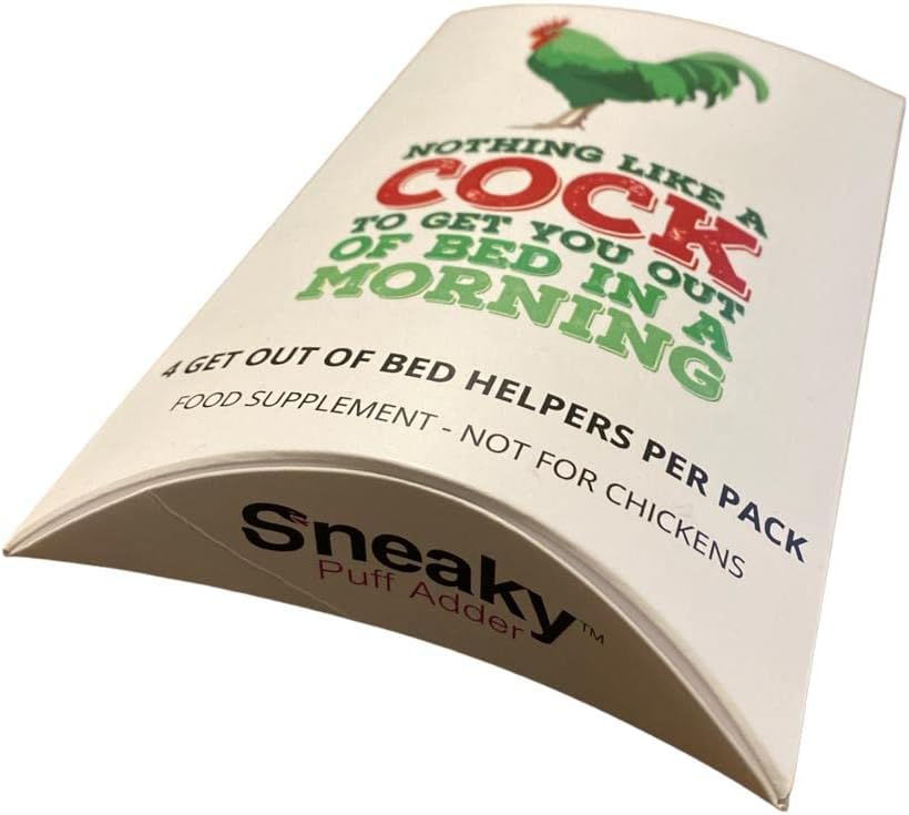 Sneaky Puff Adder Joke Box | 4 Ginseng Capsules Per Box | Xmas Gifts | Secret Santa | Birthdays | April Fools | Don't Be a Soft Cock | No Cocks were harmed in the making of this product (Morning Cock)