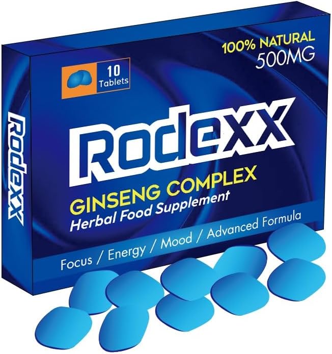 RODEXX Blue Stronger for Longer New Formula- Ultra Strong Performance Enhancing Pills, Stamina Endurance Booster Blue Supplement Pills for Men - 10 Ginseng 500MG Tablets