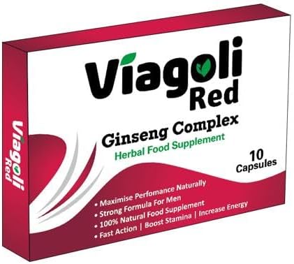 Viagoli - RED Ginseng Capsules, 20% Ginsenosides & 100% Natural, Ginseng Complex Herbal Supplements, with Extra Energy & Booster for Men's Health