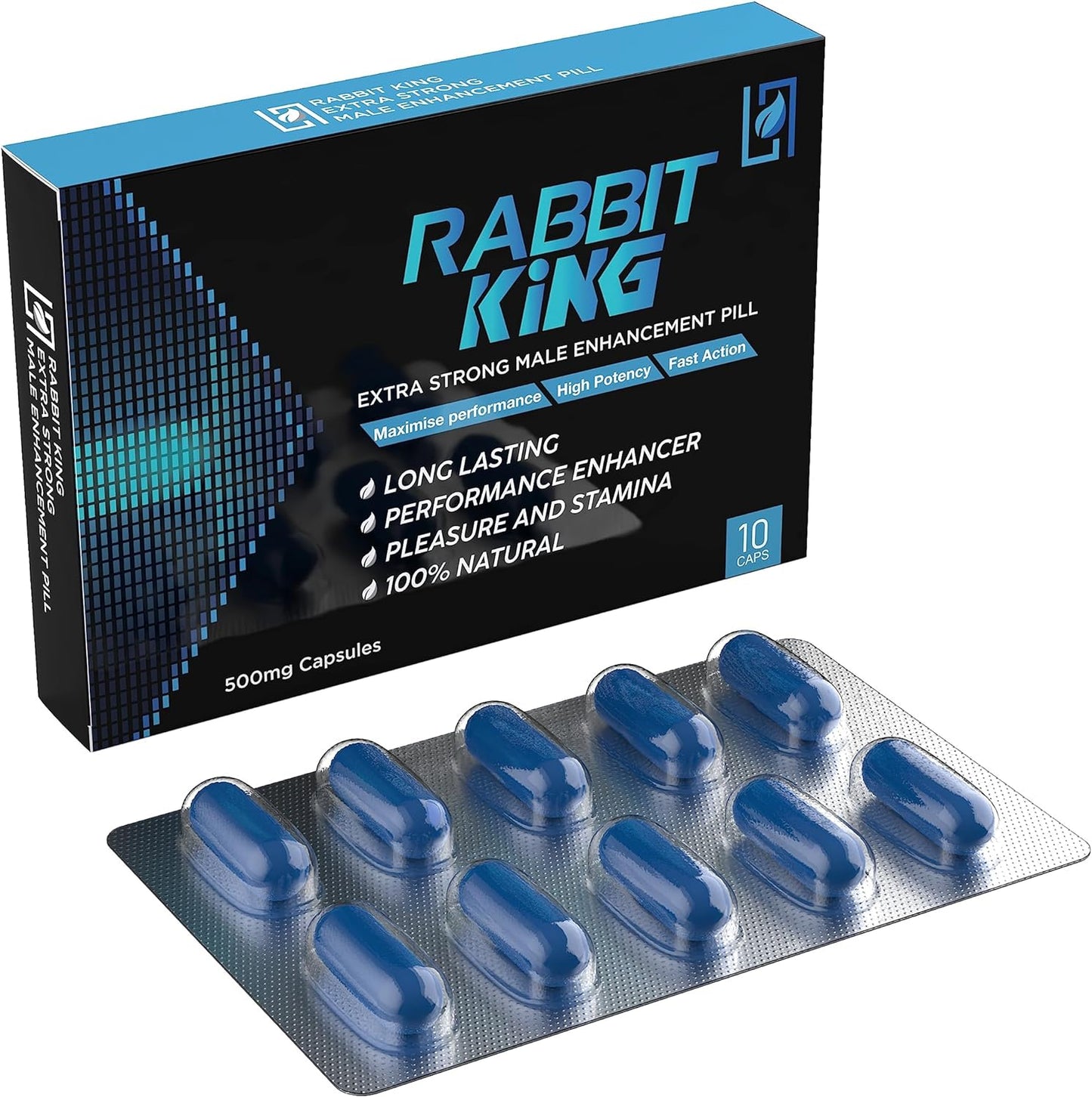Rabbit King Male Performance Enhancer Extra Strong Fast Acton Supplement 10 Capsules 500mg