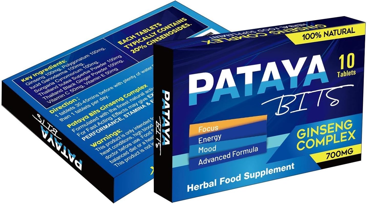 PATAYA BITS Stronger for Longer New Formula- Ultra Strong Performance Enhancing Pills, Stamina Endurance Booster Blue Supplement Pills for Men - 10 Ginseng 700MG Capsule