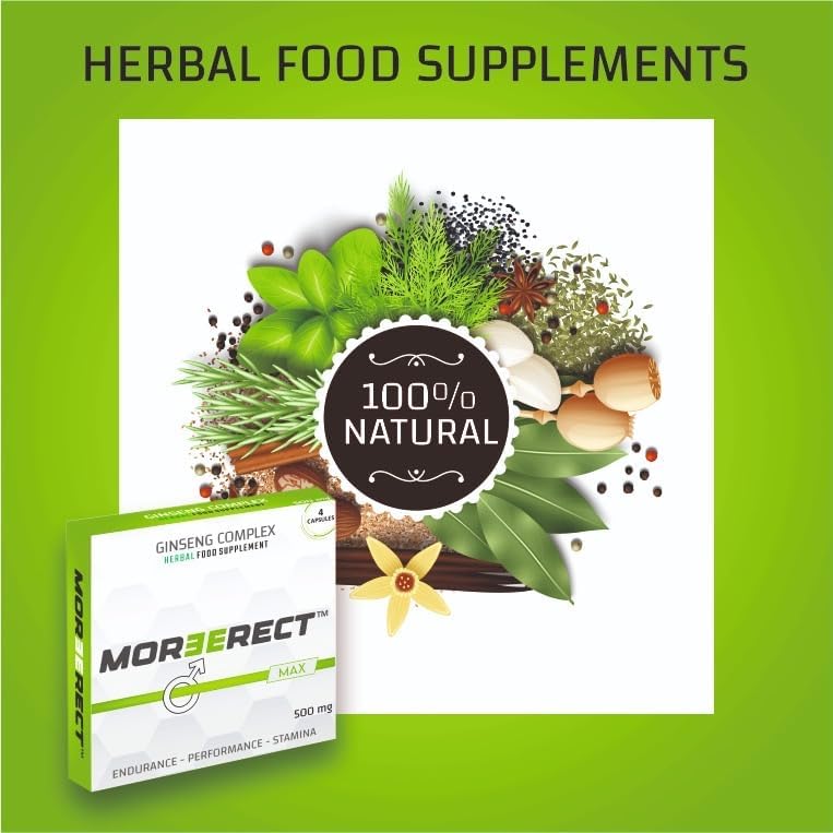 MOREERECT™ MAX - Stronger and Longer for a Confident Performer - Advanced Performance Enhancing Pills, Stamina Endurance Booster Green Supplement Pill for Men - 4 Ginseng Capsules