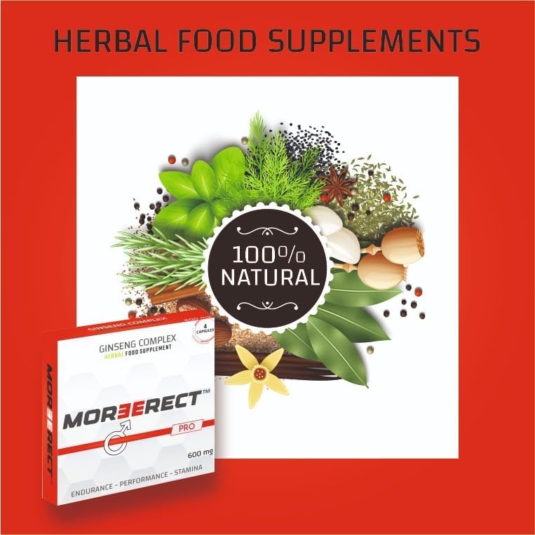 MOREERECT™ PRO - Stronger and Longer for a Confident Performer - Advanced Performance Enhancing Pills, Stamina Endurance Booster RED Supplement Pill for Men - 4 Ginseng Capsules