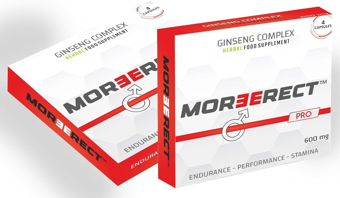 MOREERECT™ PRO - Stronger and Longer for a Confident Performer - Advanced Performance Enhancing Pills, Stamina Endurance Booster RED Supplement Pill for Men - 4 Ginseng Capsules