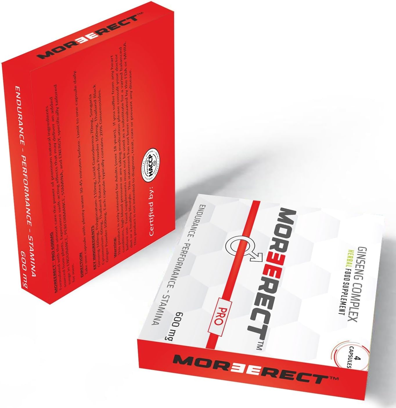 MOREERECT™ PRO - Stronger and Longer for a Confident Performer - Advanced Performance Enhancing Pills, Stamina Endurance Booster RED Supplement Pill for Men - 4 Ginseng Capsules