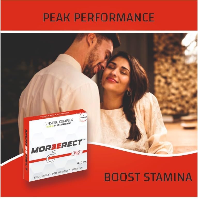 MOREERECT™ PRO - Stronger and Longer for a Confident Performer - Advanced Performance Enhancing Pills, Stamina Endurance Booster RED Supplement Pill for Men - 4 Ginseng Capsules