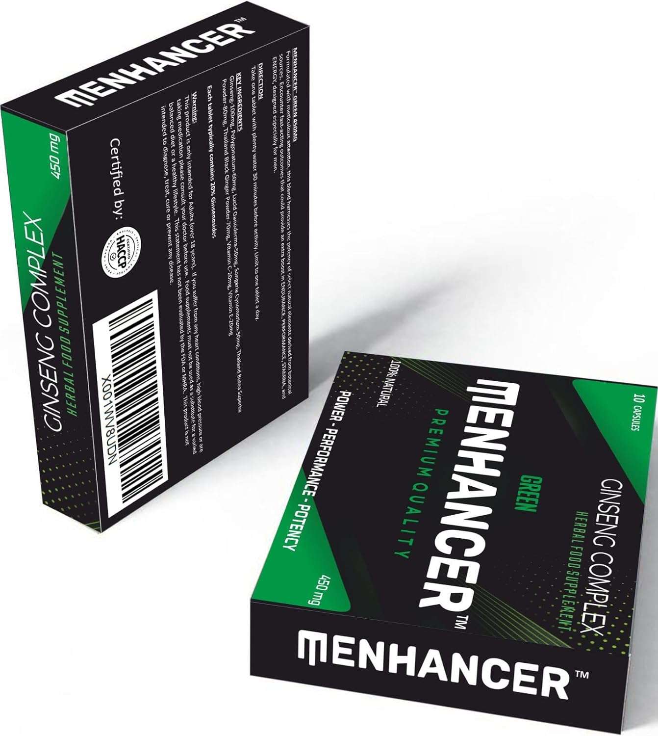 MENHANCER™ - Enhance Your Performance - Extra Strength Performance Enhancing Pills, Stamina Endurance Booster Green Supplement Pills for Men - 10 Ginseng Capsules