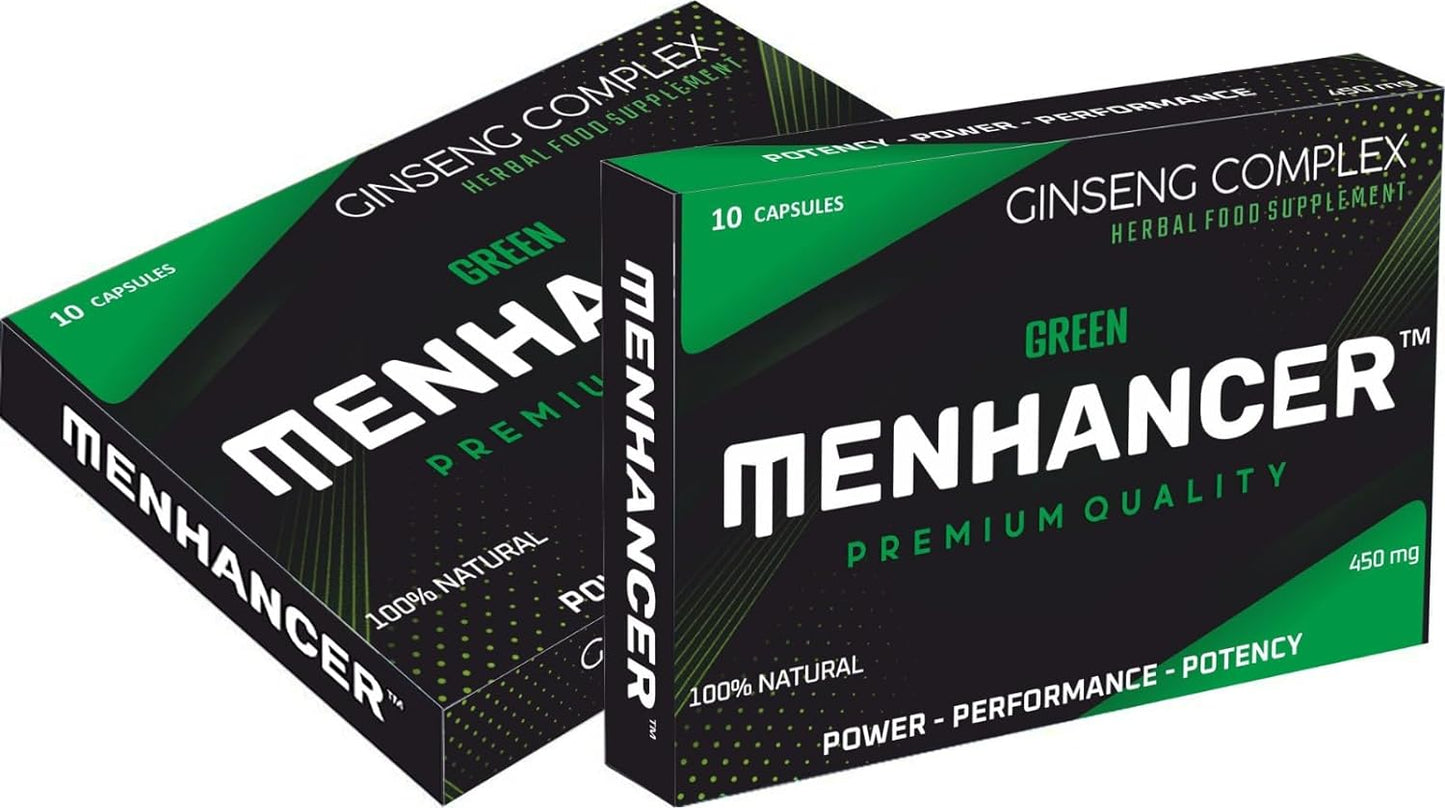 MENHANCER™ - Enhance Your Performance - Extra Strength Performance Enhancing Pills, Stamina Endurance Booster Green Supplement Pills for Men - 10 Ginseng Capsules