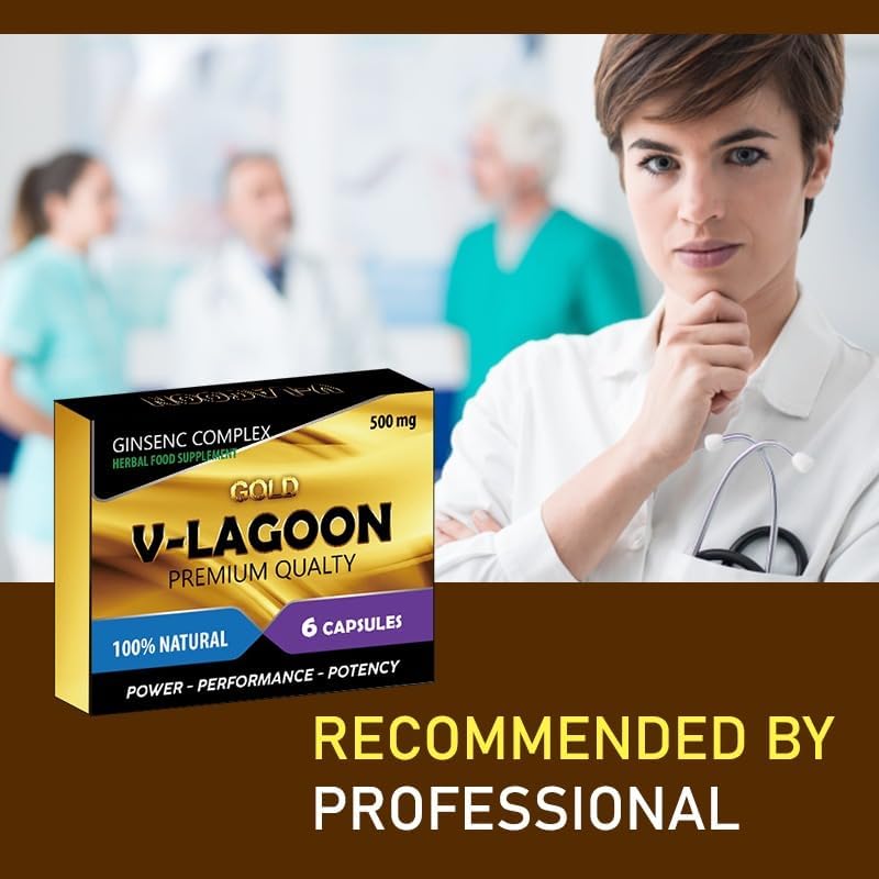 V-LAGOON Gold-New Stronger for Longer Formula for Men - Ultra Strong Performance Enhancing Pills, Stamina Endurance Booster RED Supplement Pills for Men - 6 Ginseng Capsules 500MG