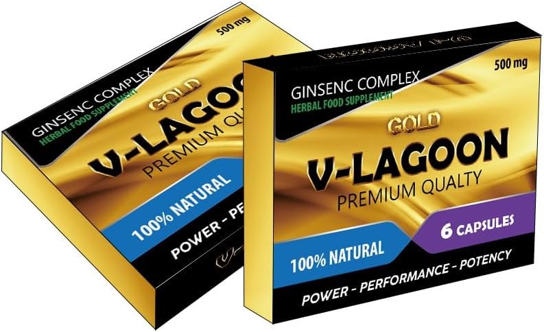V-LAGOON Gold-New Stronger for Longer Formula for Men - Ultra Strong Performance Enhancing Pills, Stamina Endurance Booster RED Supplement Pills for Men - 6 Ginseng Capsules 500MG