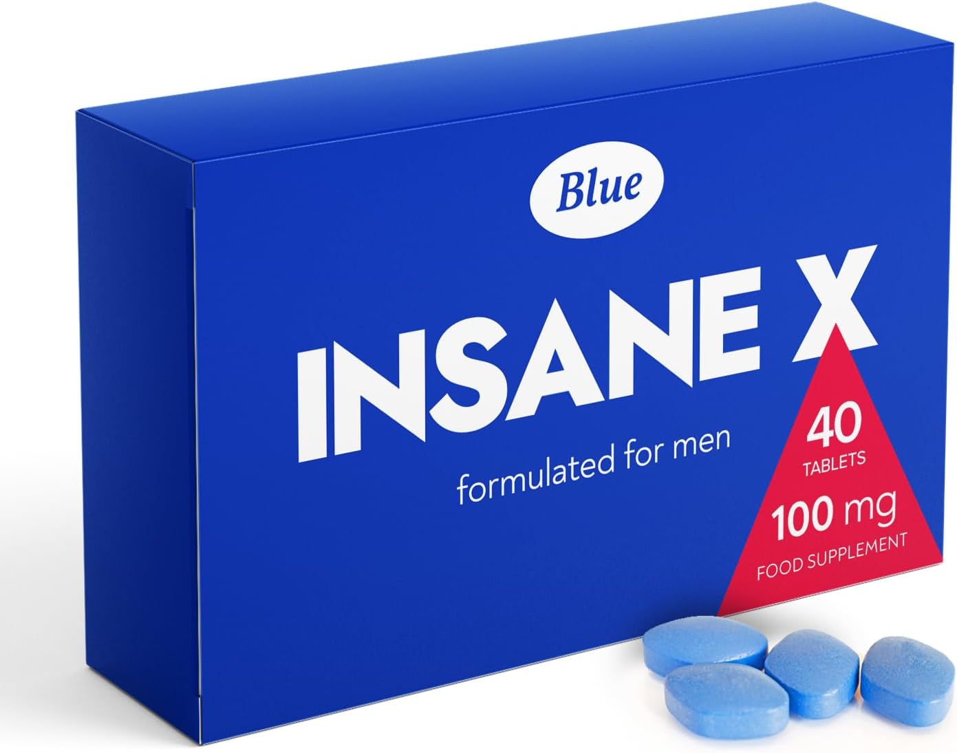 INSANE X 40 Pills for Men 100mg: Fast-Acting Enhanced Strength Supplements Tablets - Harder & Stronger - Prolonged High Performance - Energy & Male Enhancing - Herbal & Food Supplement UK