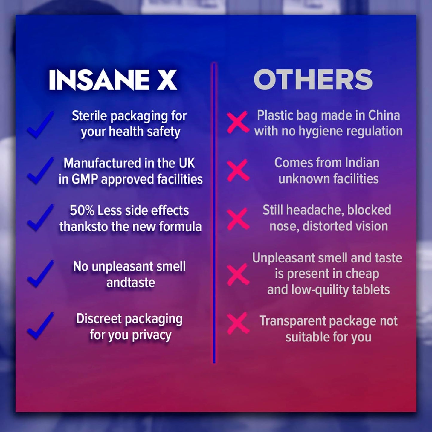 INSANE X 40 Pills for Men 100mg: Fast-Acting Enhanced Strength Supplements Tablets - Harder & Stronger - Prolonged High Performance - Energy & Male Enhancing - Herbal & Food Supplement UK