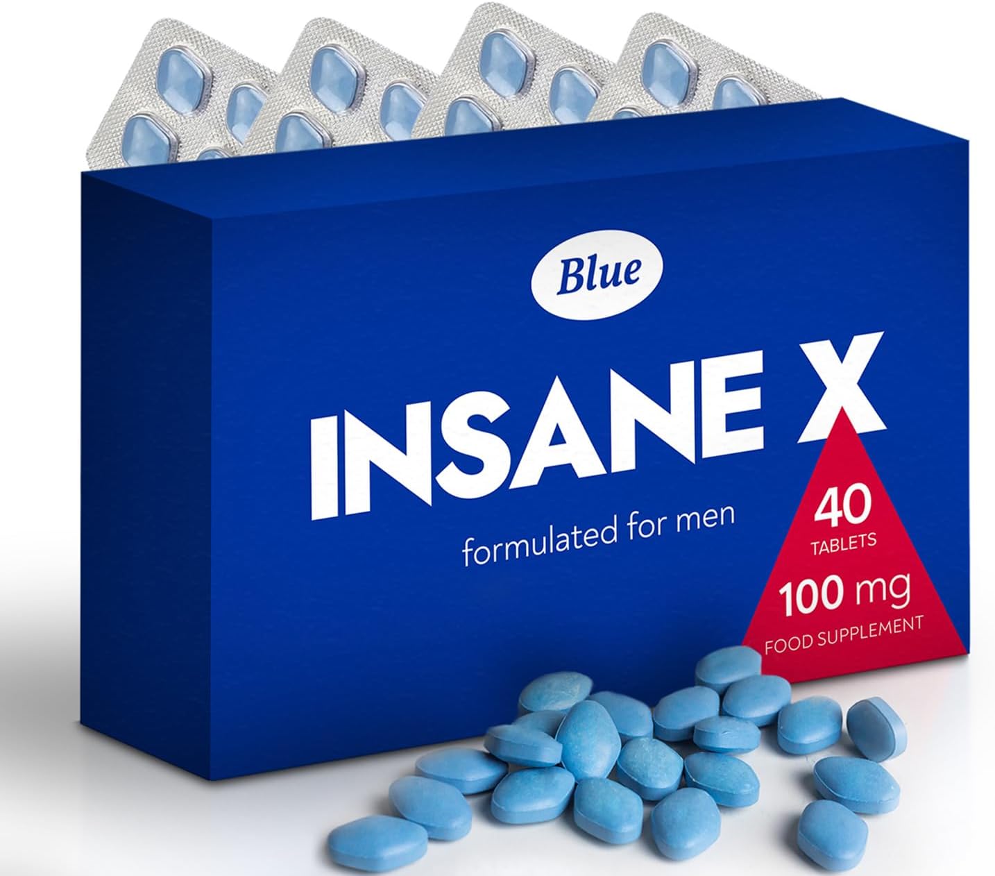INSANE X 40 Pills for Men 100mg: Fast-Acting Enhanced Strength Supplements Tablets - Harder & Stronger - Prolonged High Performance - Energy & Male Enhancing - Herbal & Food Supplement UK