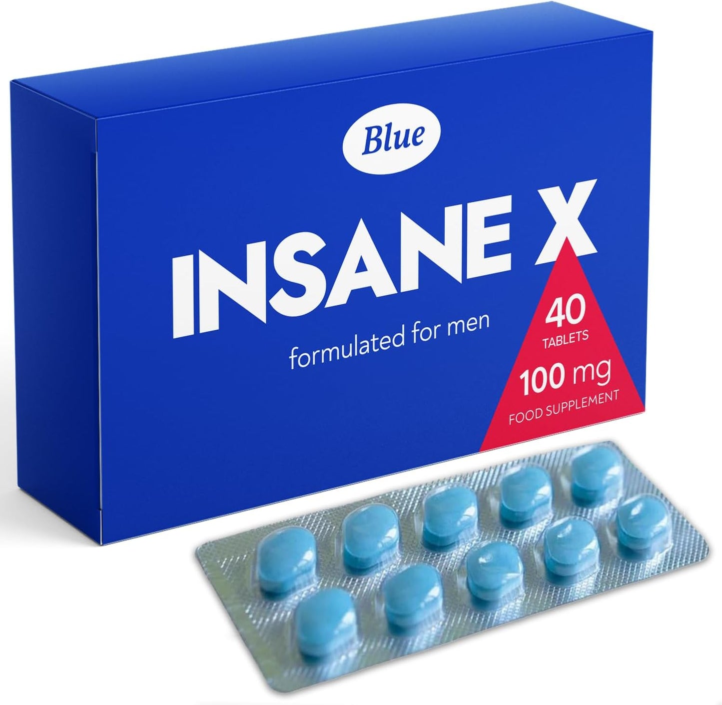 INSANE X 40 Pills for Men 100mg: Fast-Acting Enhanced Strength Supplements Tablets - Harder & Stronger - Prolonged High Performance - Energy & Male Enhancing - Herbal & Food Supplement UK