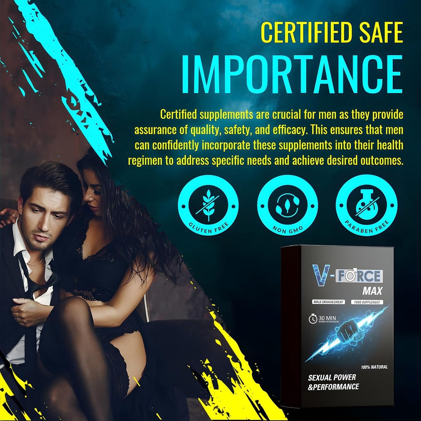 V-Force MAX Blue Pills for Men Extra Strong 100mg - Amplified Enhanced Strength & Firmness - Stronger & Harder Performance for Prolonged Results Food Supplement Tablets UK (20 Count (Pack of 1))
