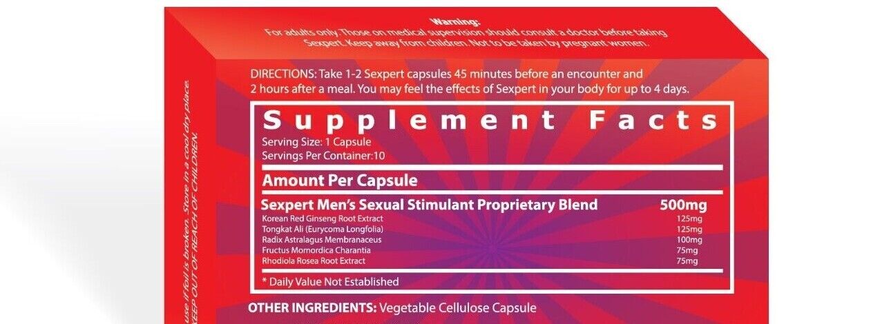 SEXPERT - Male Supplement Support, Amazing Results Guaranteed or Money Back! 30 Pills