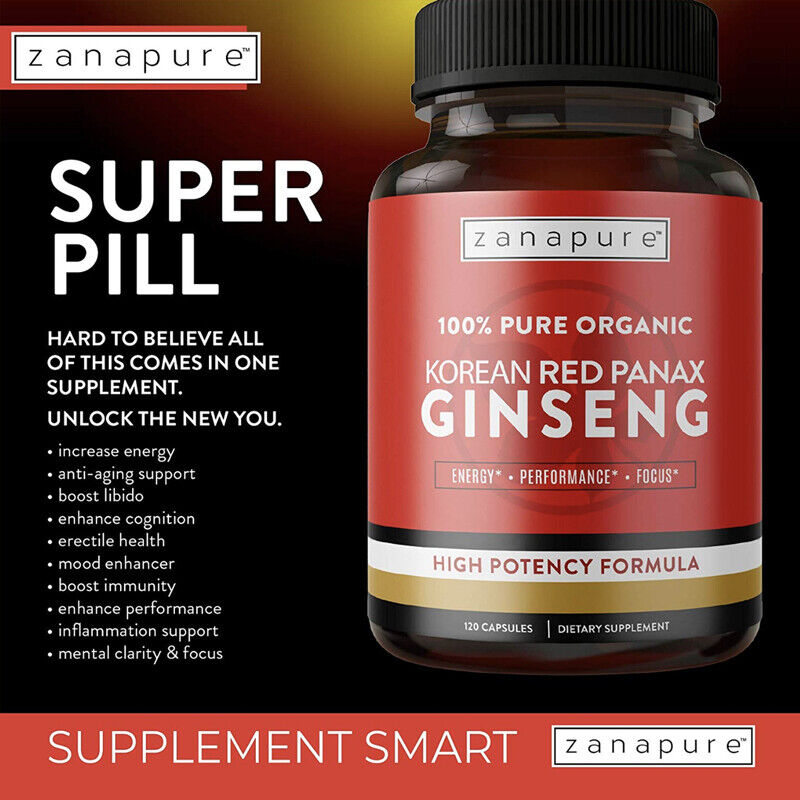 Korean Red Panax Ginseng 1500mg - Energy & Endurance, Male Testosterone Booster