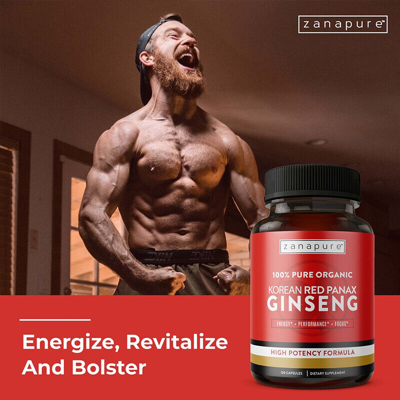 Korean Red Panax Ginseng 1500mg - Energy & Endurance, Male Testosterone Booster