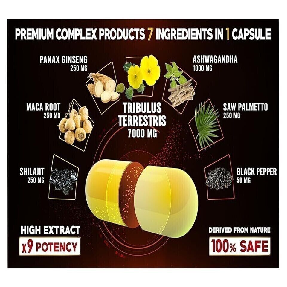 Testosterone Support Complex Natural Supplement for Men High Potency 30 caps