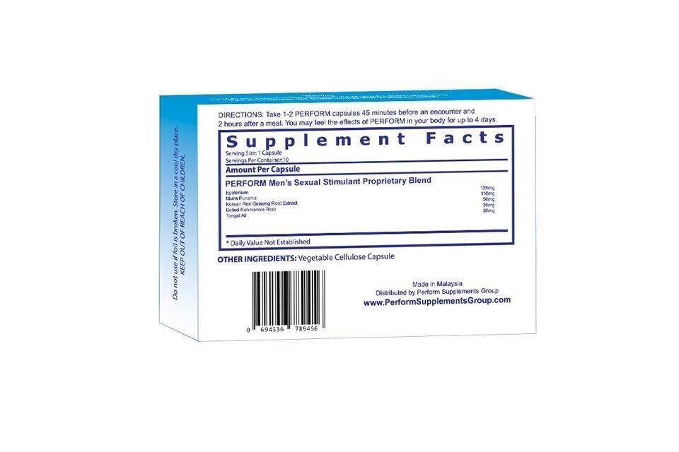 PERFORM - 72 Hour Natural Peak Male Enhancement Supplement (10 Pills )