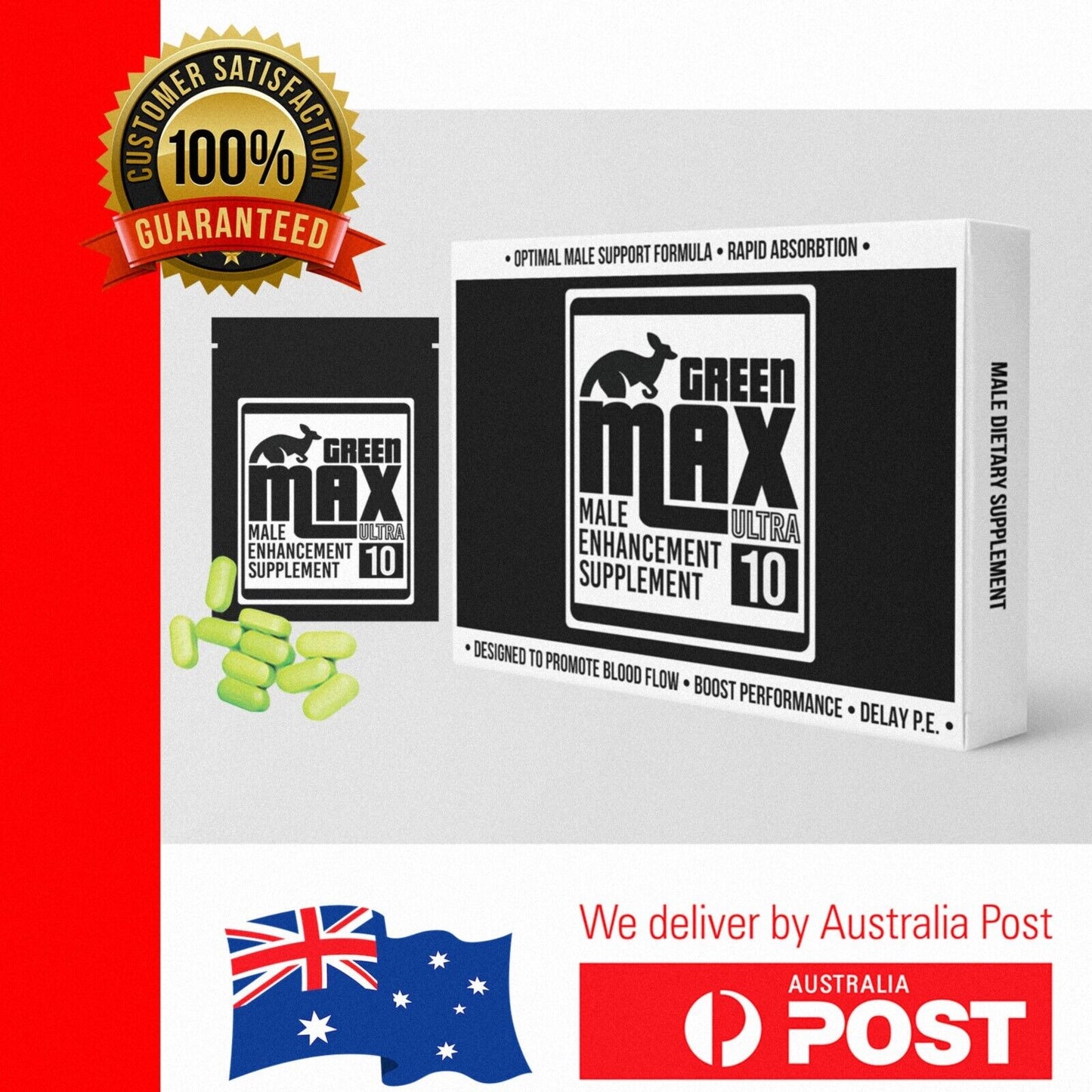 Mens Natural Longer Stamina Delay Enhancer & Libido Supplement GREEN MAX