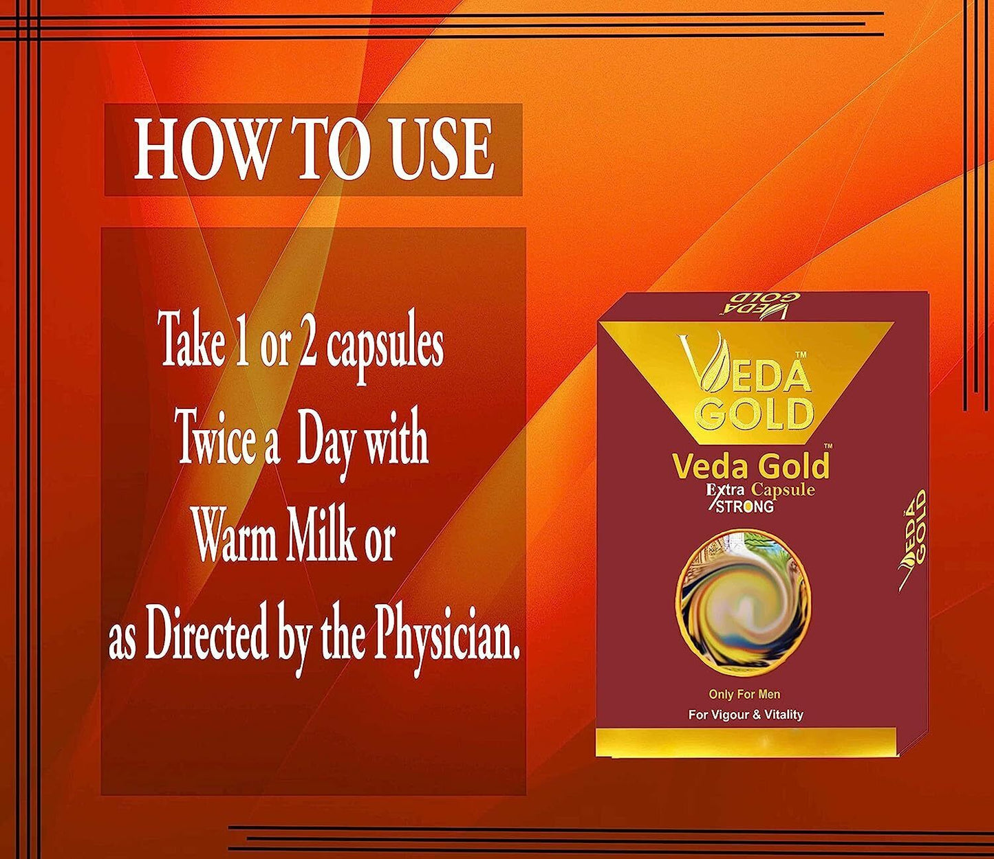 VEDA GOLD Extra Strong Ayurvedic Capsules for Men A Herbal Formula For Men-10cap