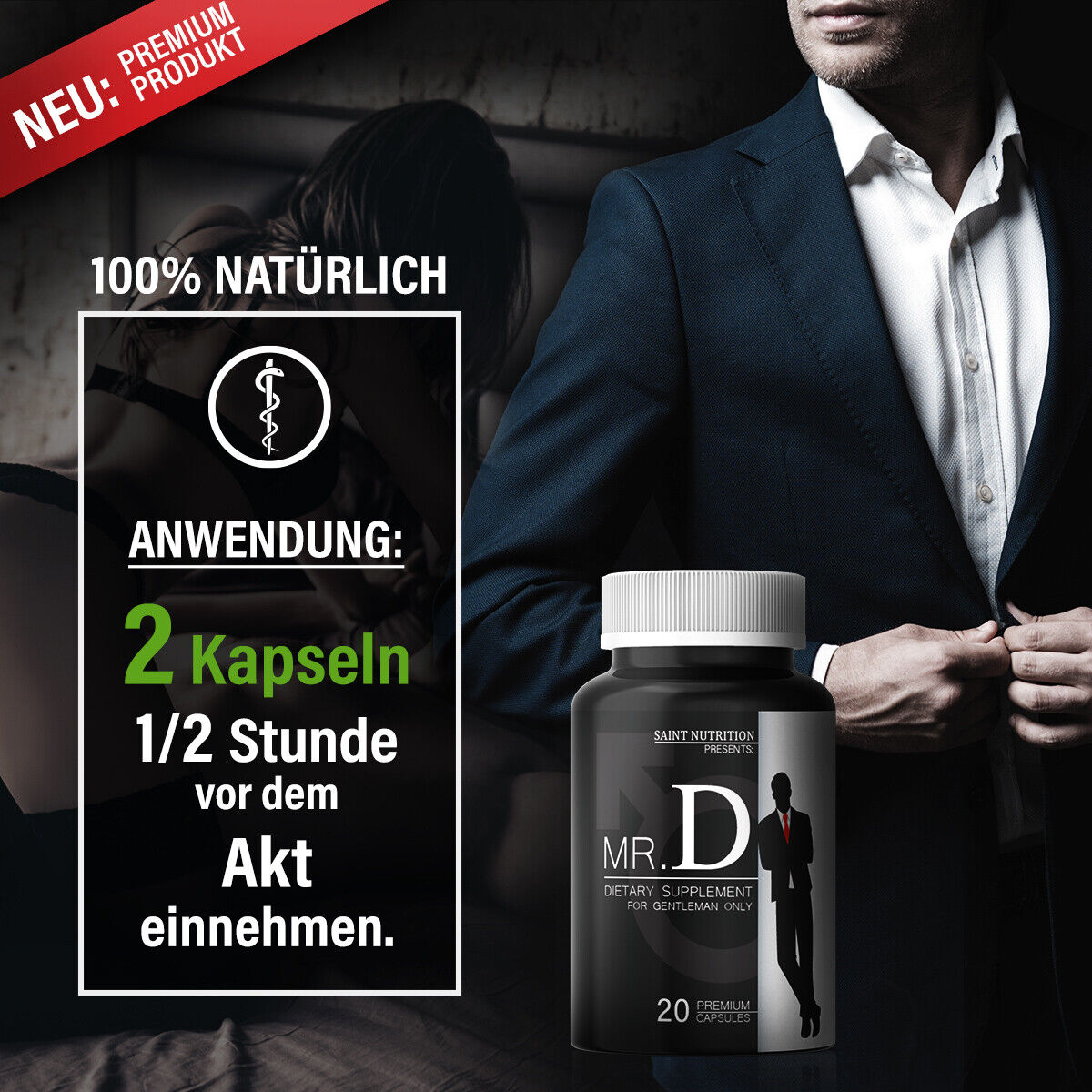 MR D CAPSULES FOR MEN HIGH DOSE 250MG POTENCY MEDICINE WITH INSTANT EFFECT POTENCY
⭐⭐⭐⭐⭐ in the "Potency" section | MADE IN GERMANY